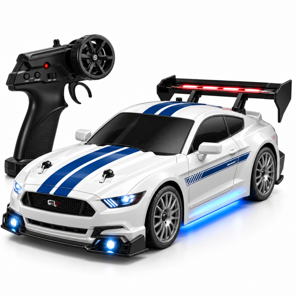 ENOZE 8602 Mustang Style 1:24 RC Drift Car — White & Blue – main product view