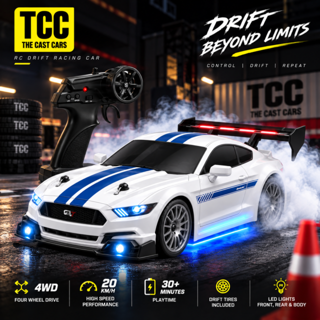 Mustang Style RC Drift Car — White & Blue · photo 2