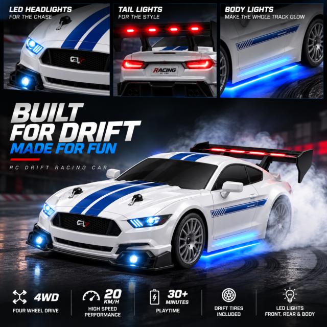 Mustang Style RC Drift Car — White & Blue · photo 4