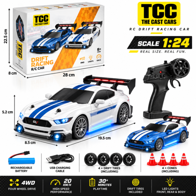 Mustang Style RC Drift Car — White & Blue · photo 7