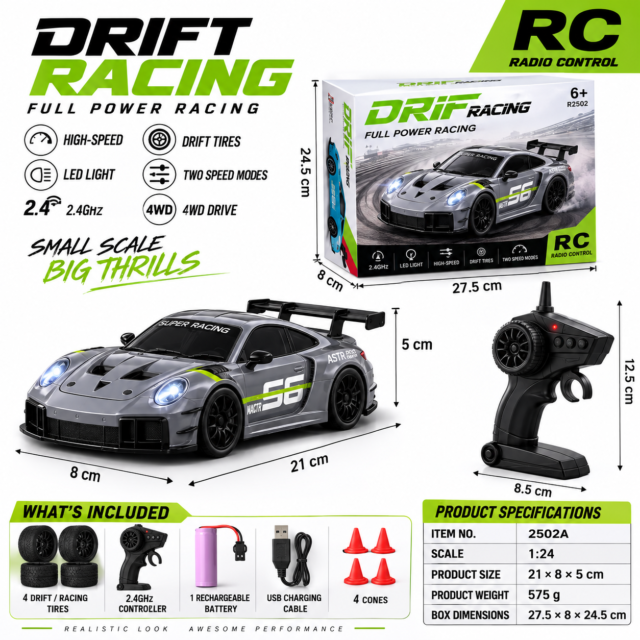 Porsche-Style RC Drift Car — Grey · photo 9