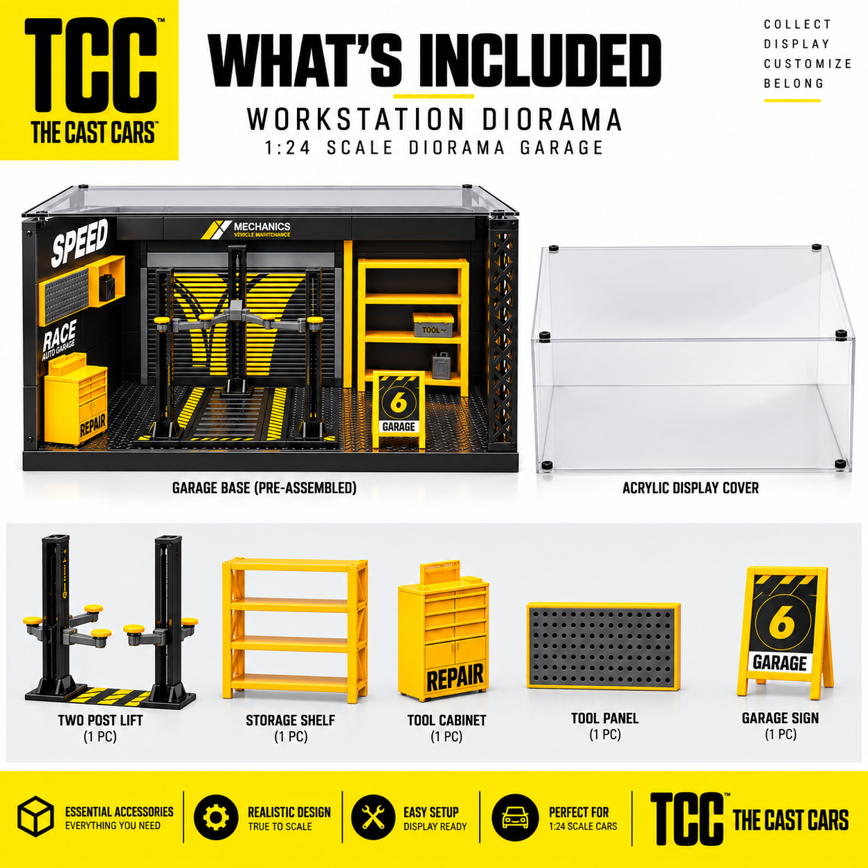 1:24 Garage Workstation Diorama with LED Lights & Acrylic Cover — detail 2